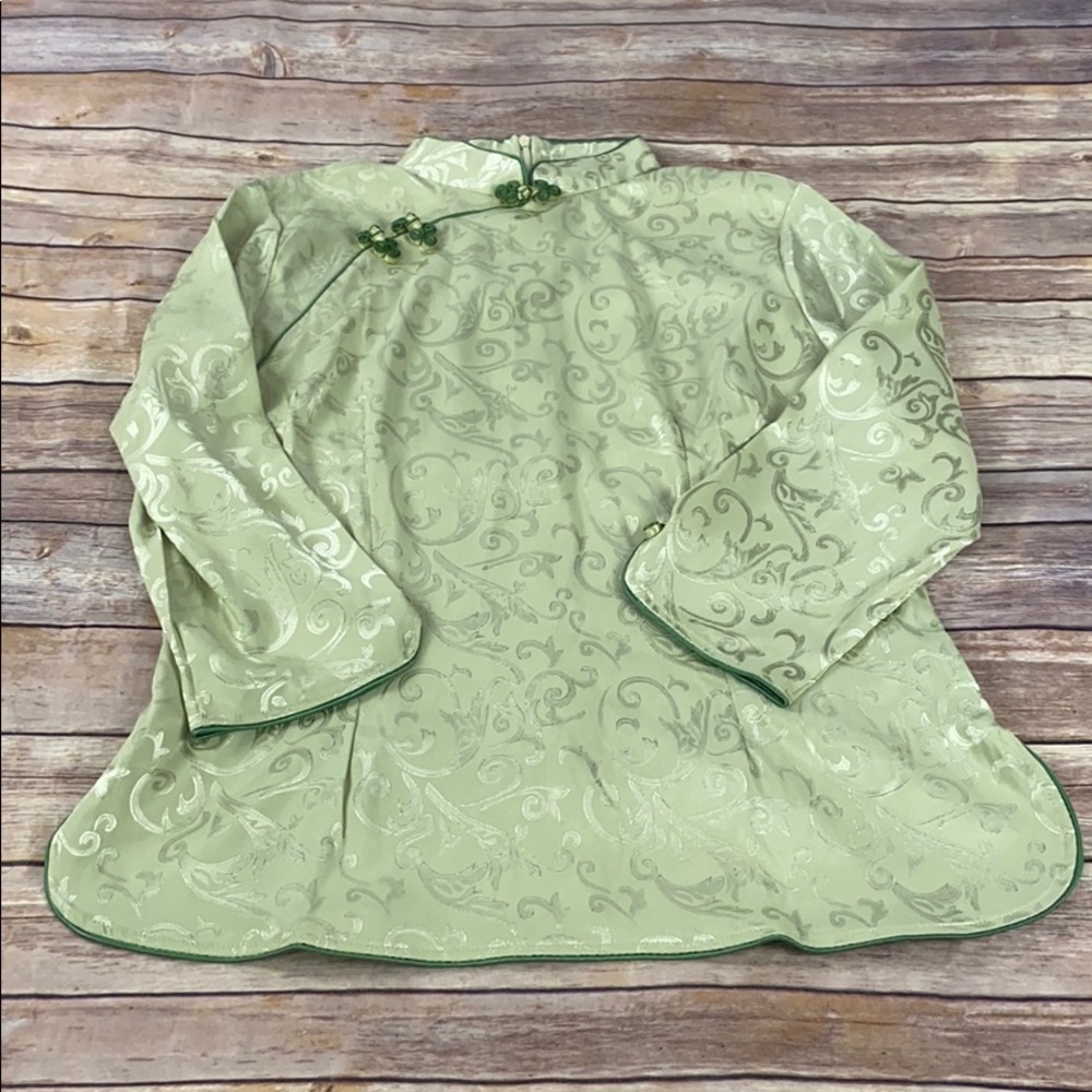 Laogudai Green Silk Chinese Blouse (14/16) - Picture 2 of 10